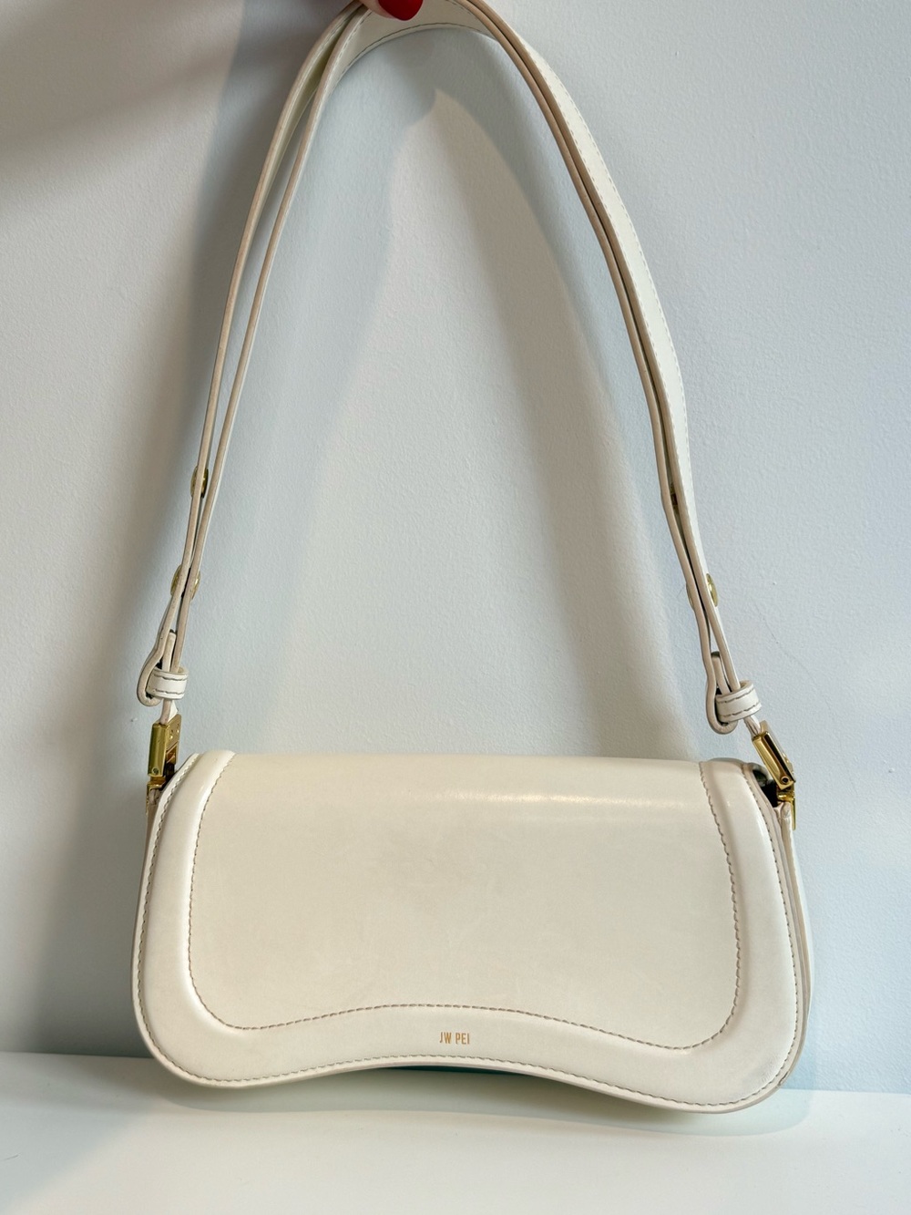JW PEI Cream Shoulder Bag with Gold-Tone Hardware